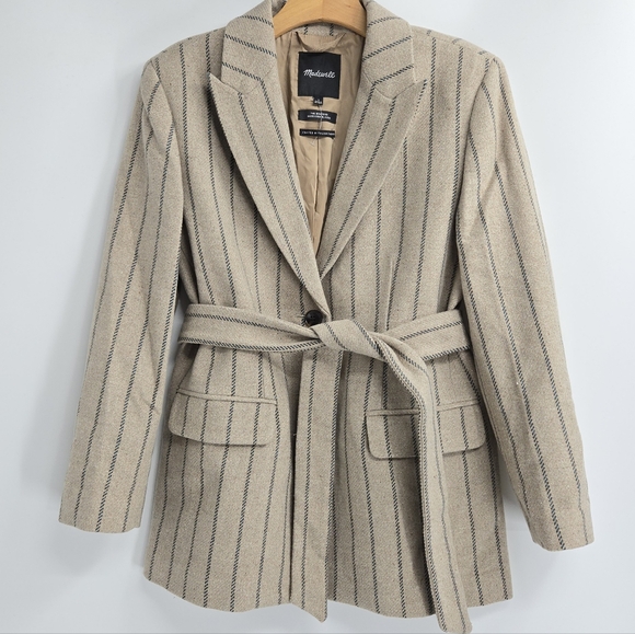 Madewell Bedford Oversized Blazer Jennifer Stripe Belted - Picture 2 of 16